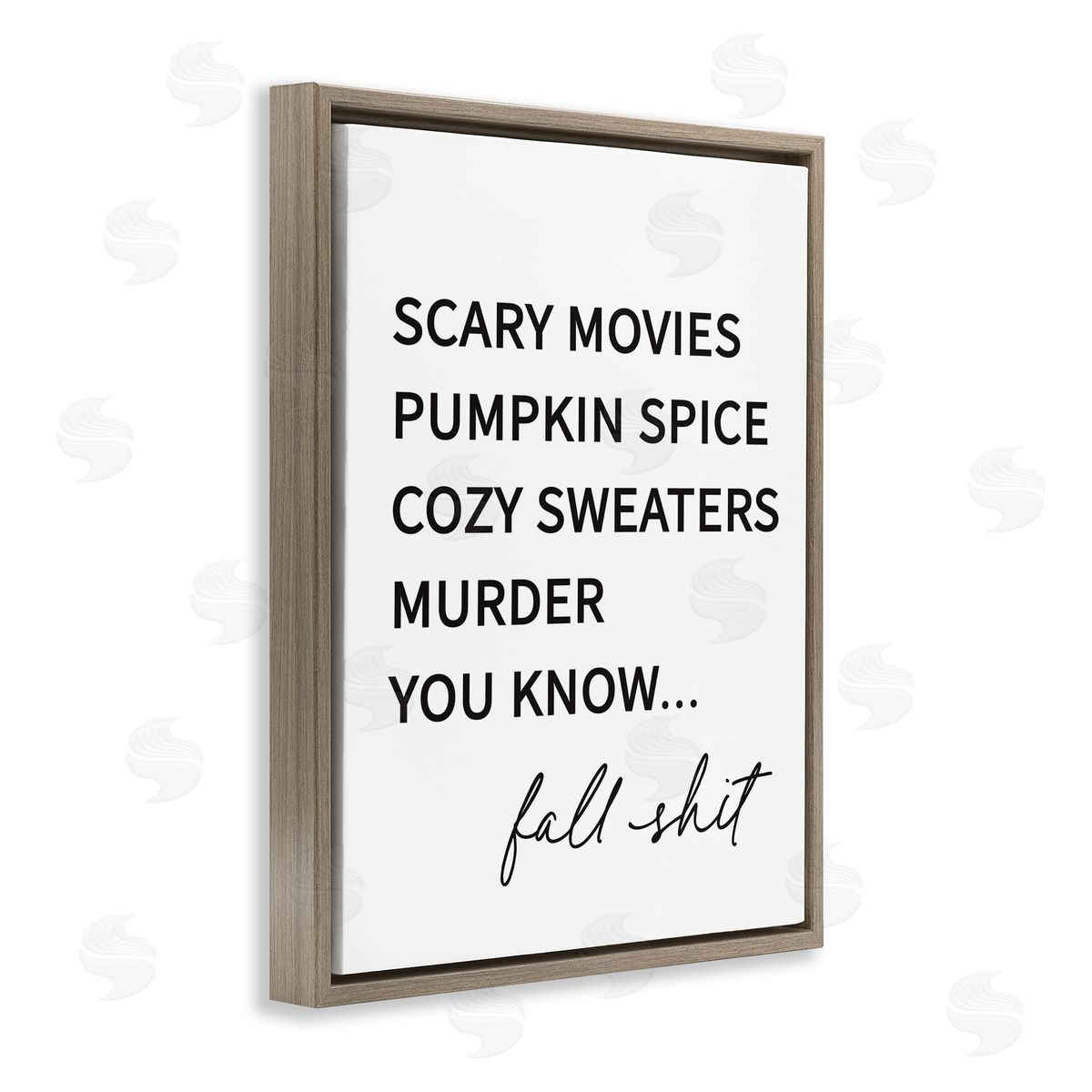 Lettered and Lined Fall Sh** Humorous Seasonal Autumn Typography List  Brown Floating Frame Canvas Wall Art Print