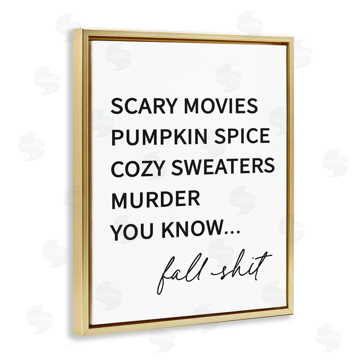Lettered and Lined Fall Sh** Humorous Seasonal Autumn Typography List  Gold Floating Frame Canvas Wall Art Print
