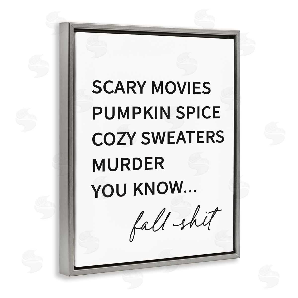 Lettered and Lined Fall Sh** Humorous Seasonal Autumn Typography List  Gray Floating Frame Canvas Wall Art Print