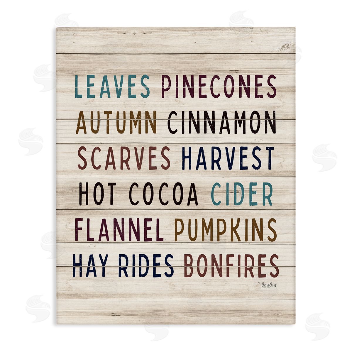 Gigi Louise Rustic Autumn Activity List Grainy Pattern Seasonal Sign Stretched Canvas Wall Art Print