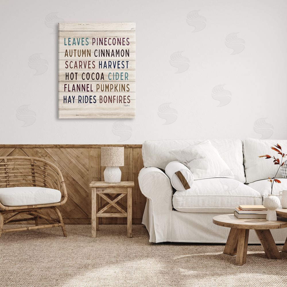 Gigi Louise Rustic Autumn Activity List Grainy Pattern Seasonal Sign Canvas Wall Art Print in Room