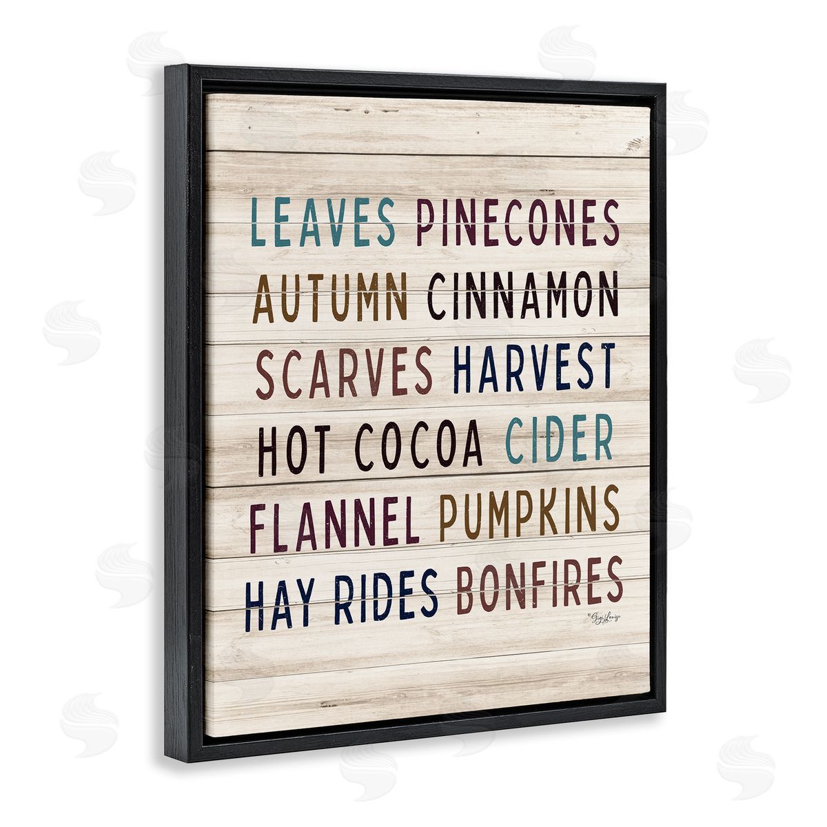 Gigi Louise Rustic Autumn Activity List Grainy Pattern Seasonal Sign Black Floating Frame Canvas Wall Art Print