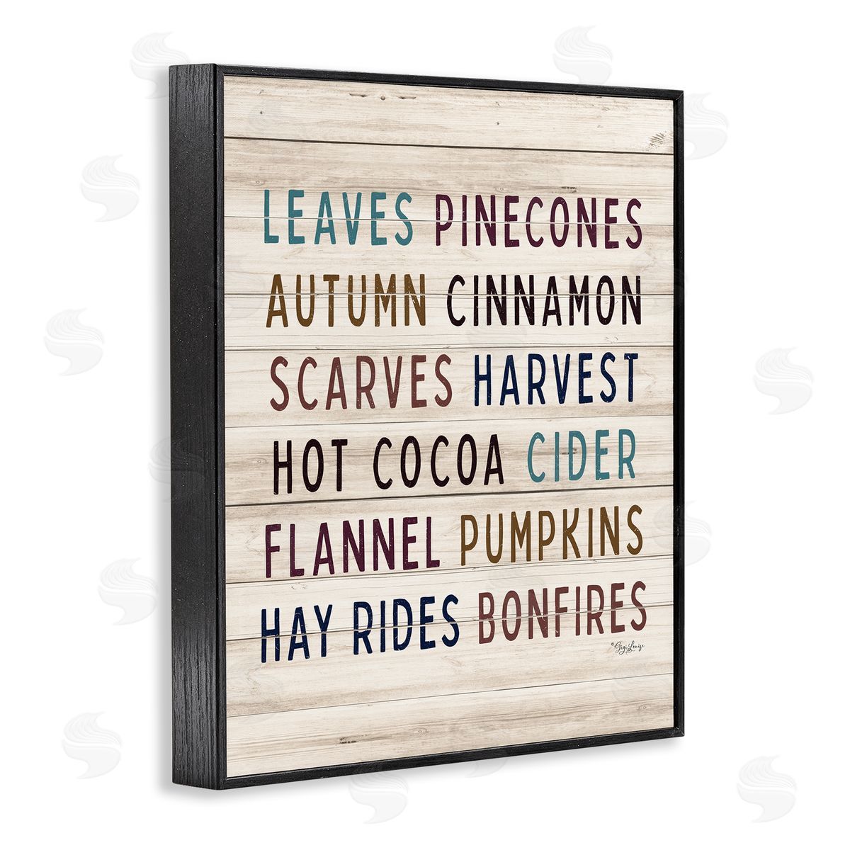 Gigi Louise Rustic Autumn Activity List Grainy Pattern Seasonal Sign Black Framed Giclee Wall Art Print