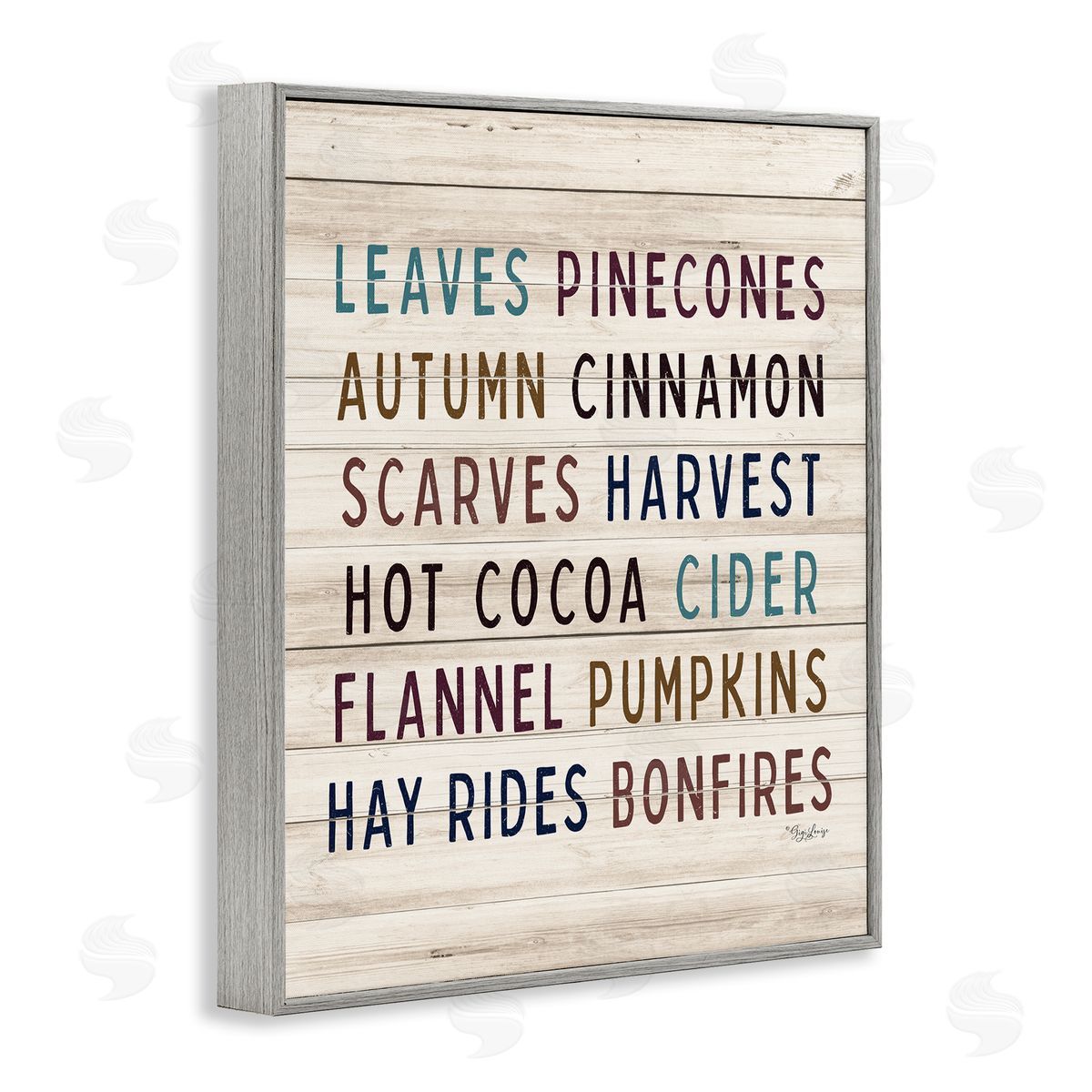 Gigi Louise Rustic Autumn Activity List Grainy Pattern Seasonal Sign Gray Framed Giclee Wall Art Print