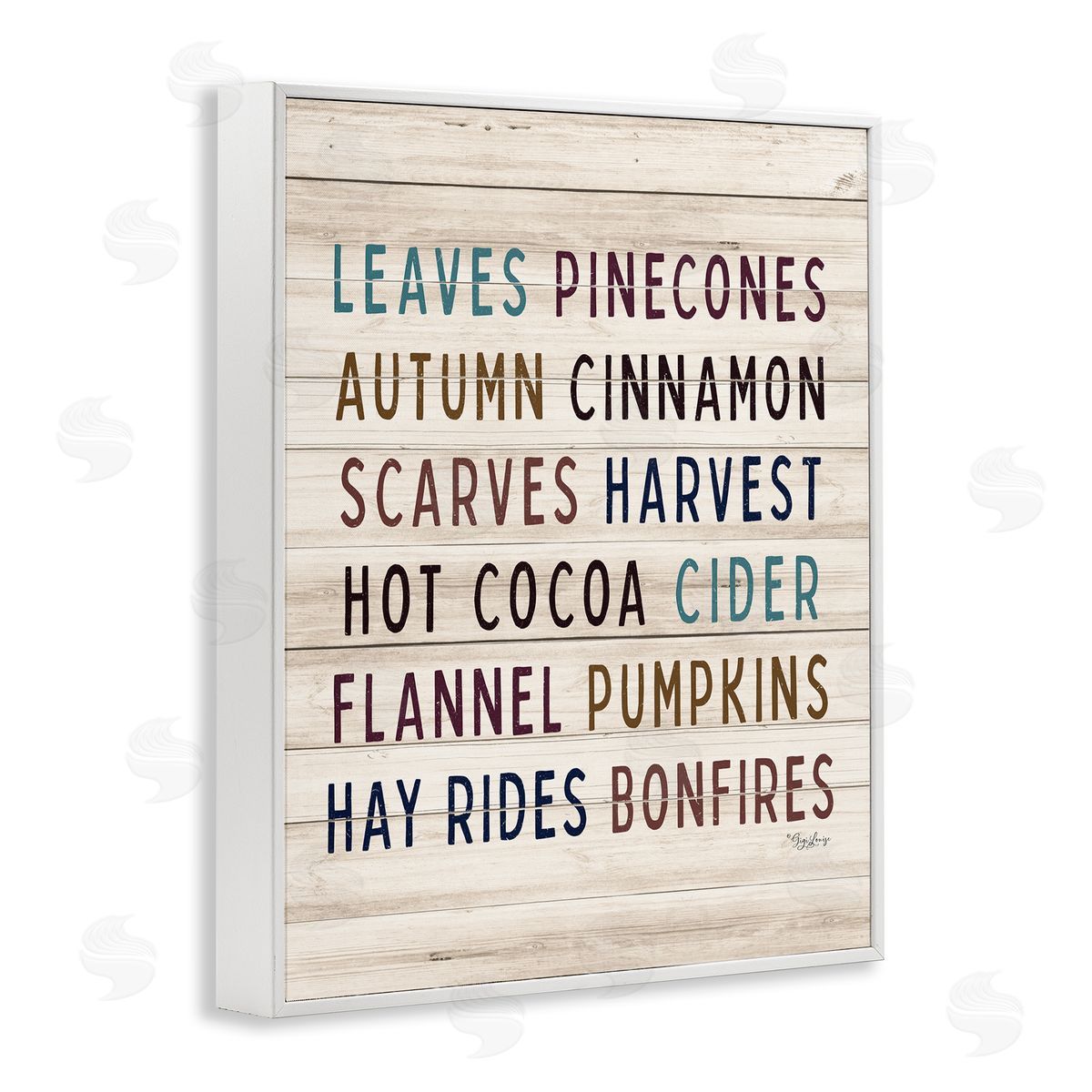 Gigi Louise Rustic Autumn Activity List Grainy Pattern Seasonal Sign White Framed Giclee Wall Art Print