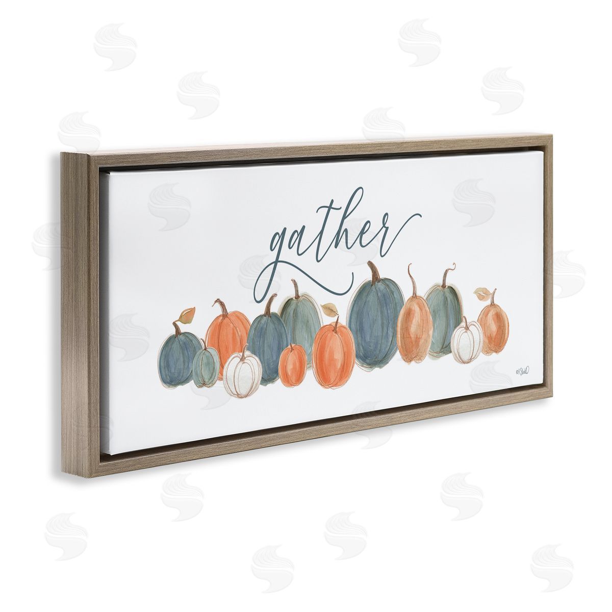 Kate Sherrill Gather Cursive Script Minimal Autumnal Pumpkins Arrangement