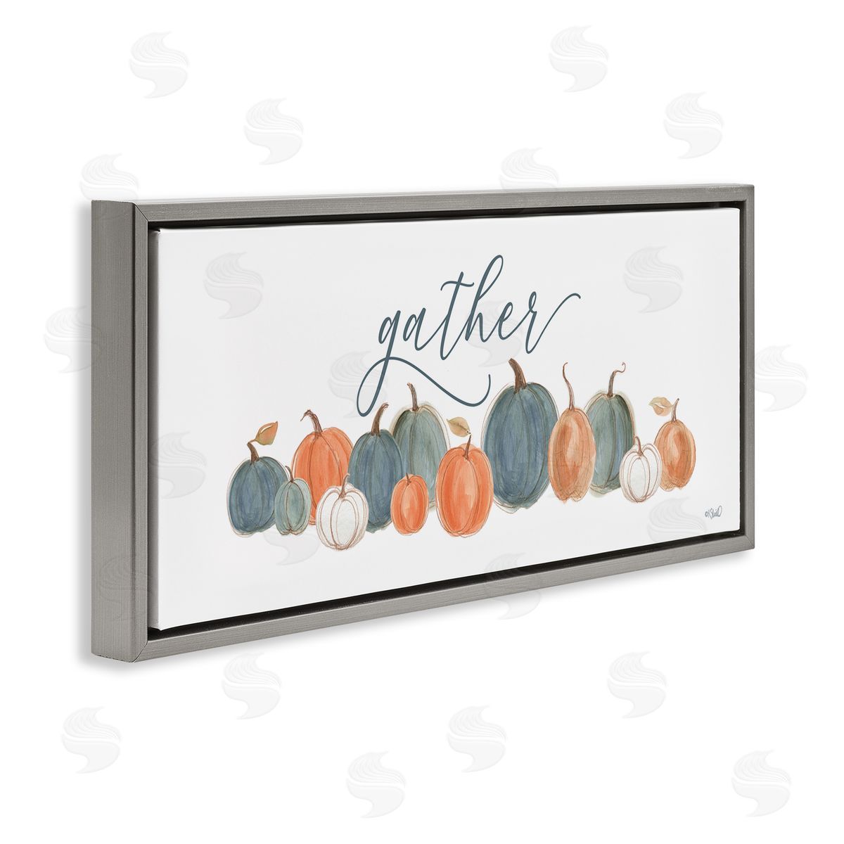 Kate Sherrill Gather Cursive Script Minimal Autumnal Pumpkins Arrangement