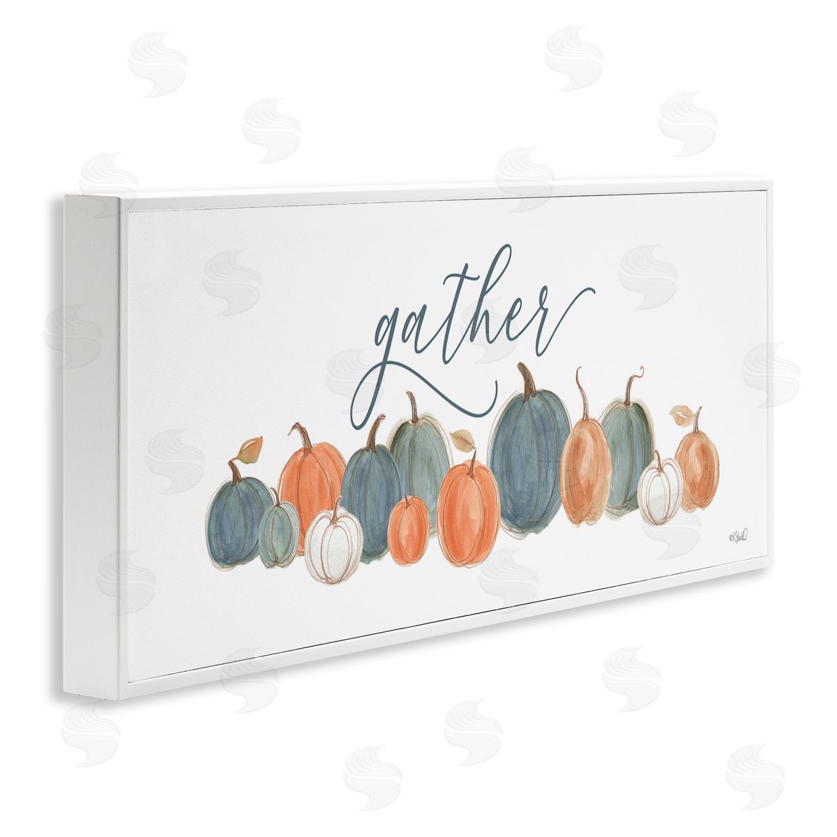 Kate Sherrill Gather Cursive Script Minimal Autumnal Pumpkins Arrangement