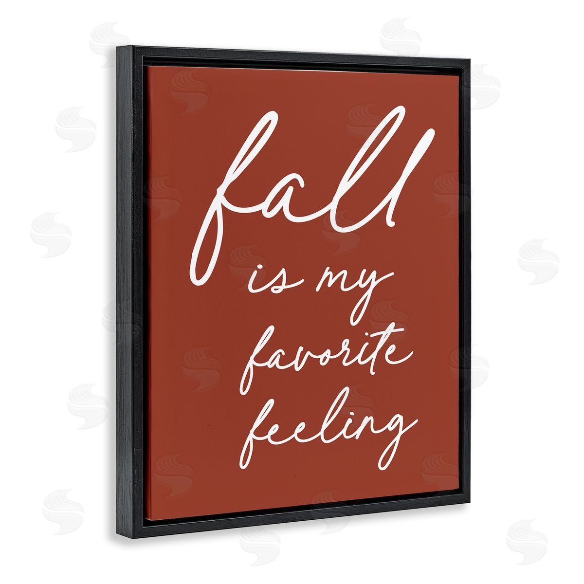 Lettered and Lined Fall Favorite Feeling Seasonal Autumn Calligraphy Phrase Black Floating Frame Canvas Wall Art Print