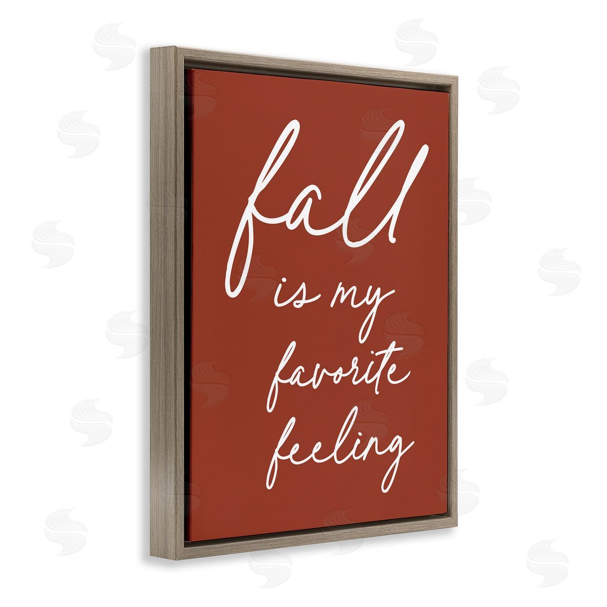 Lettered and Lined Fall Favorite Feeling Seasonal Autumn Calligraphy Phrase Brown Floating Frame Canvas Wall Art Print