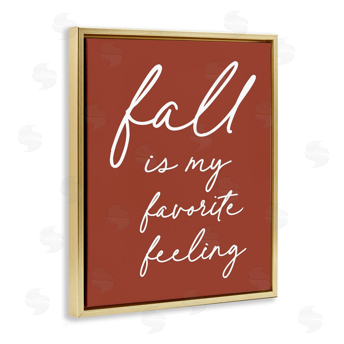 Lettered and Lined Fall Favorite Feeling Seasonal Autumn Calligraphy Phrase Gold Floating Frame Canvas Wall Art Print