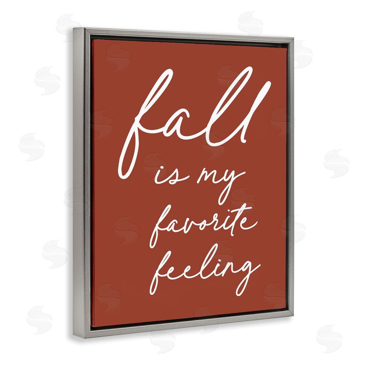 Lettered and Lined Fall Favorite Feeling Seasonal Autumn Calligraphy Phrase Gray Floating Frame Canvas Wall Art Print
