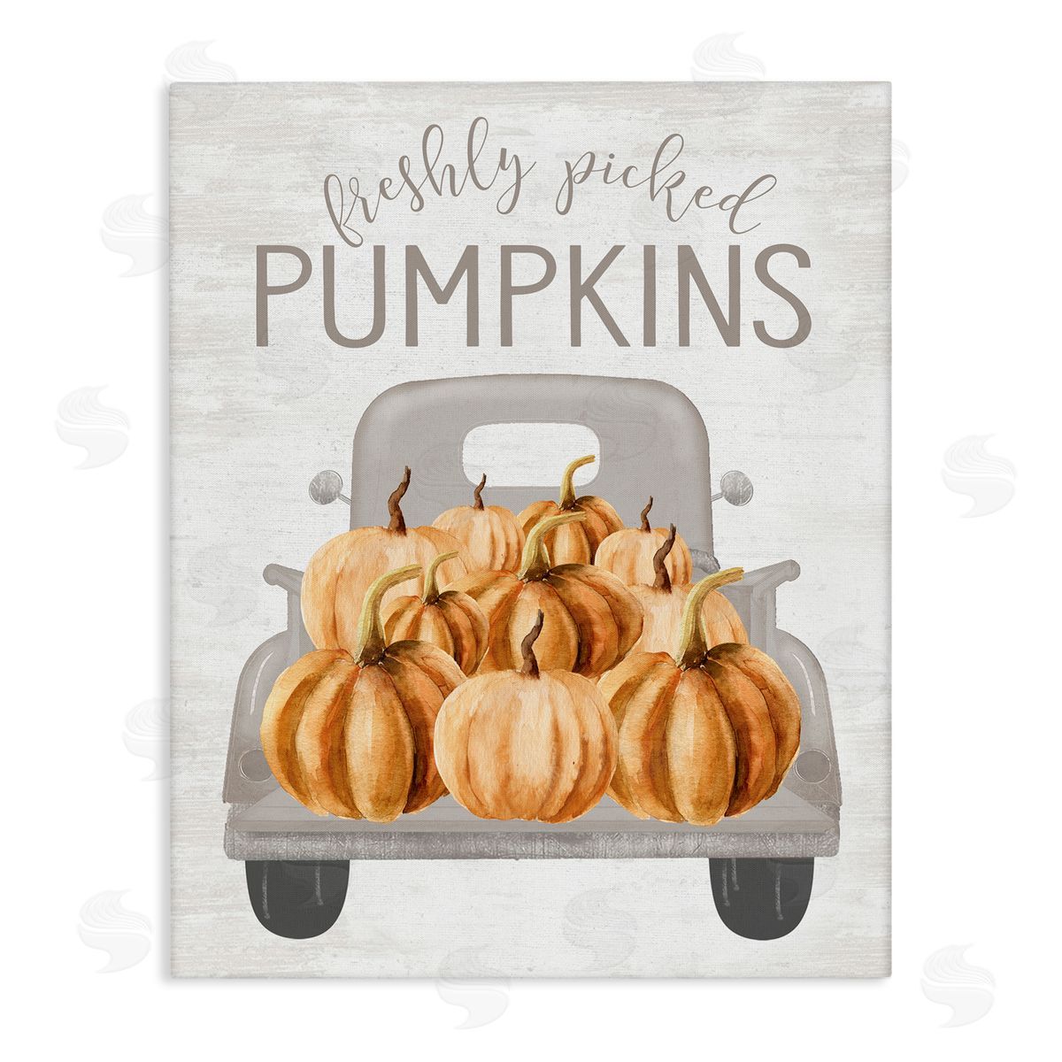 Lettered and Lined Freshly Picked Pumpkins Rustic Harvest Signage Truck  Stretched Canvas Wall Art Print