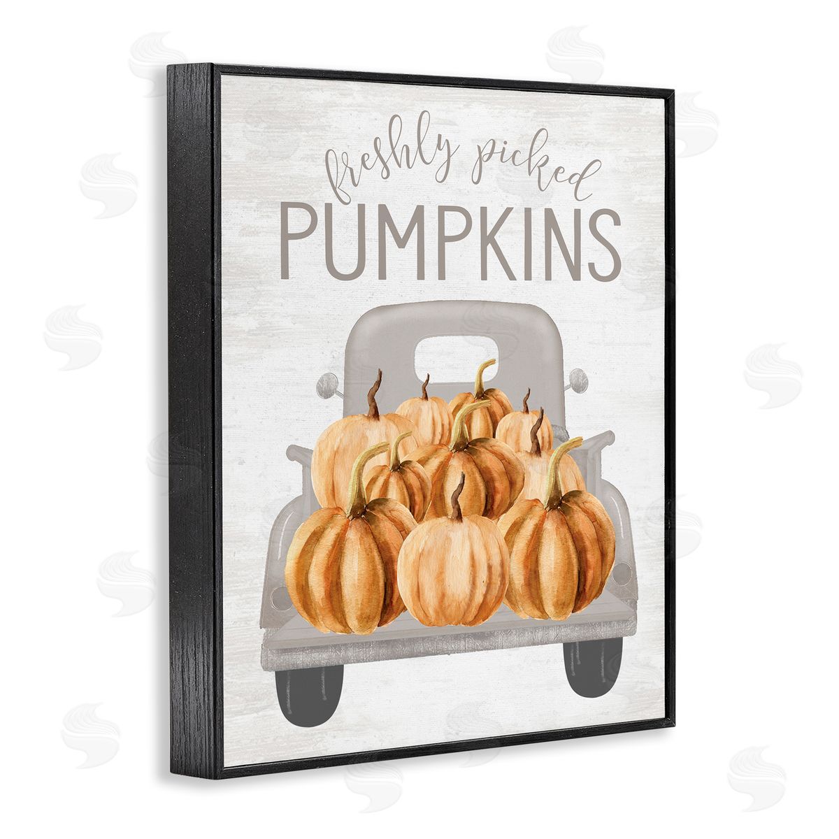 Lettered and Lined Freshly Picked Pumpkins Rustic Harvest Signage Truck  Black Framed Giclee Wall Art Print