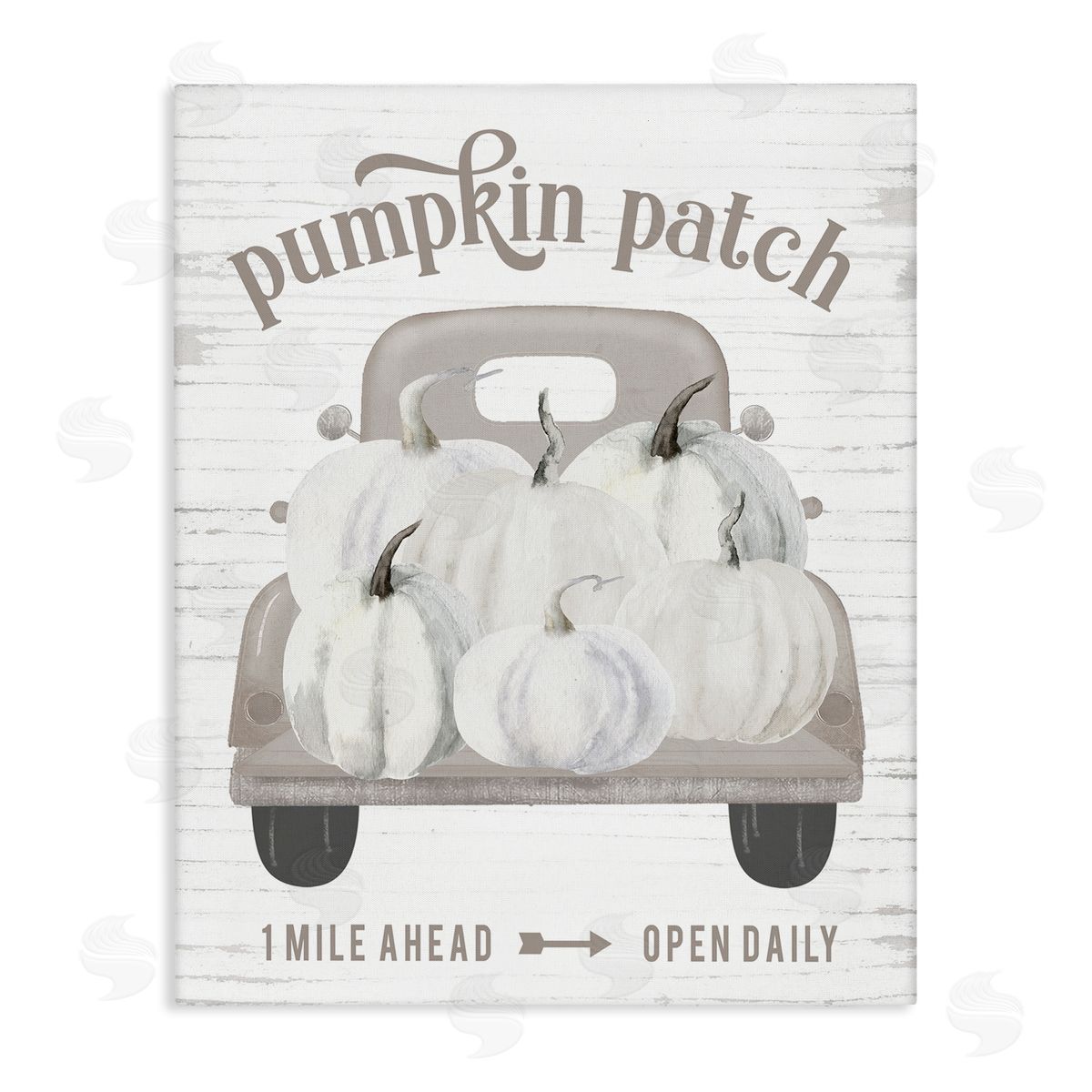 Lettered and Lined Rustic Pumpkin Patch Seasonal Fall Harvest Sign Stretched Canvas Wall Art Print