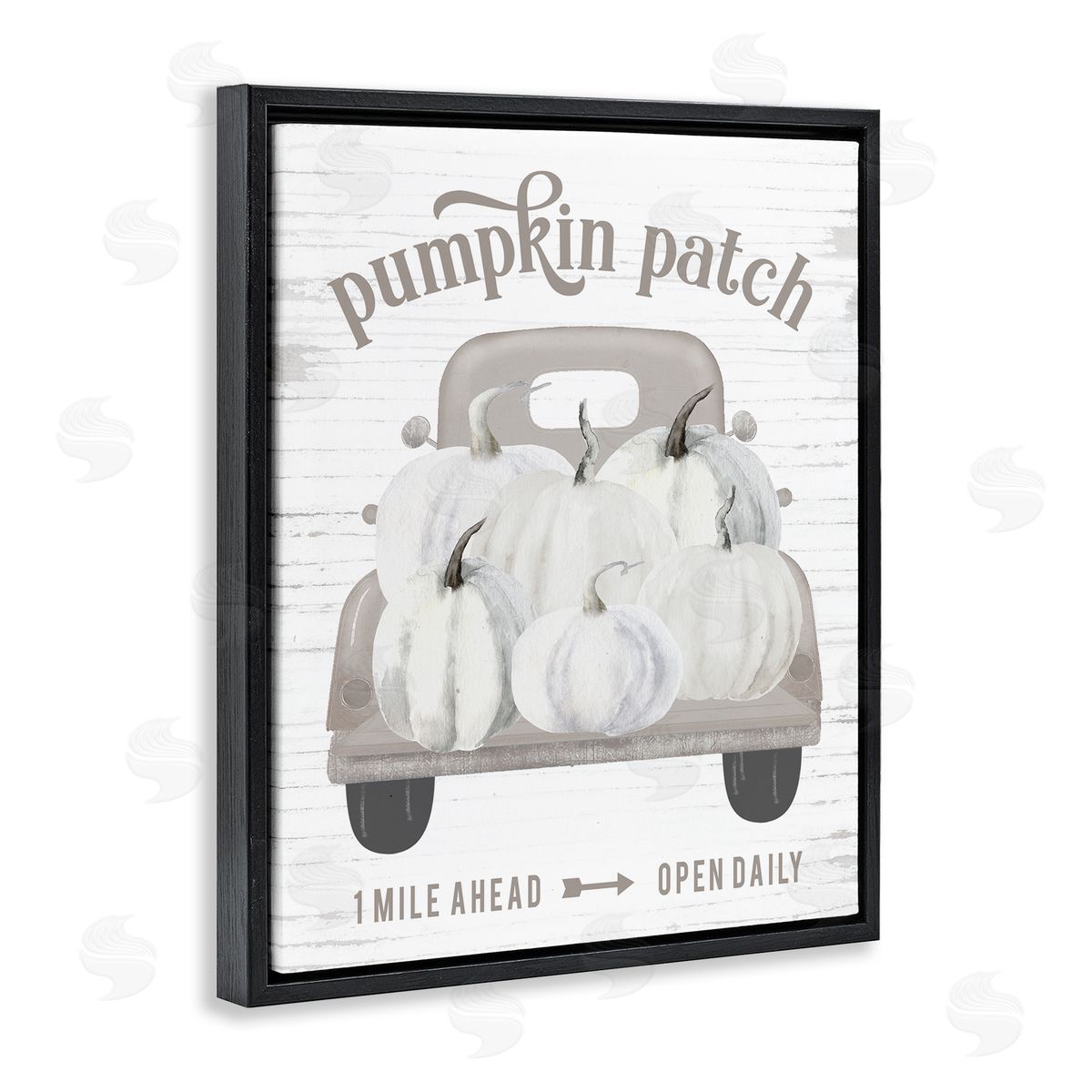 Lettered and Lined Rustic Pumpkin Patch Seasonal Fall Harvest Sign Black Floating Frame Canvas Wall Art Print