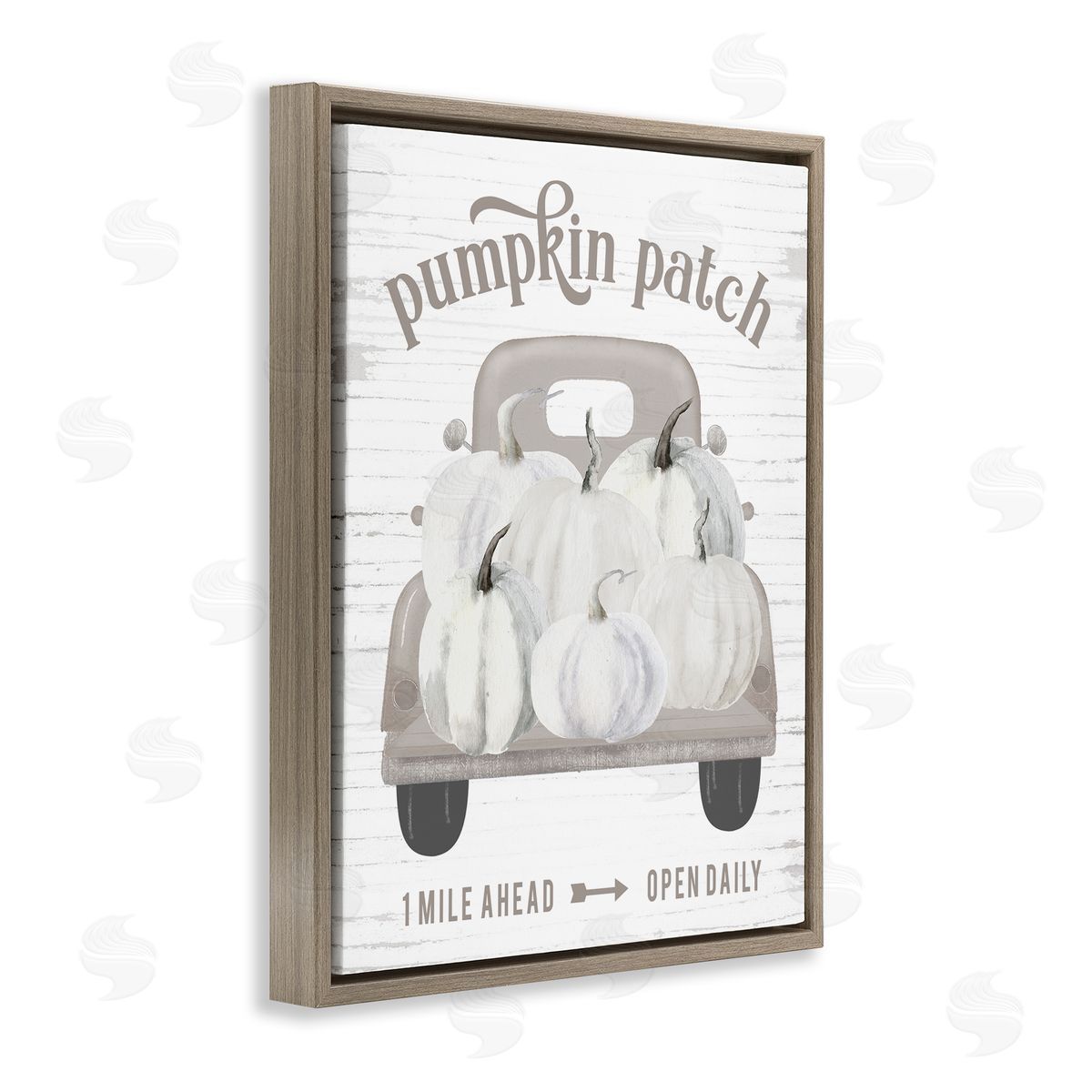 Lettered and Lined Rustic Pumpkin Patch Seasonal Fall Harvest Sign Brown Floating Frame Canvas Wall Art Print