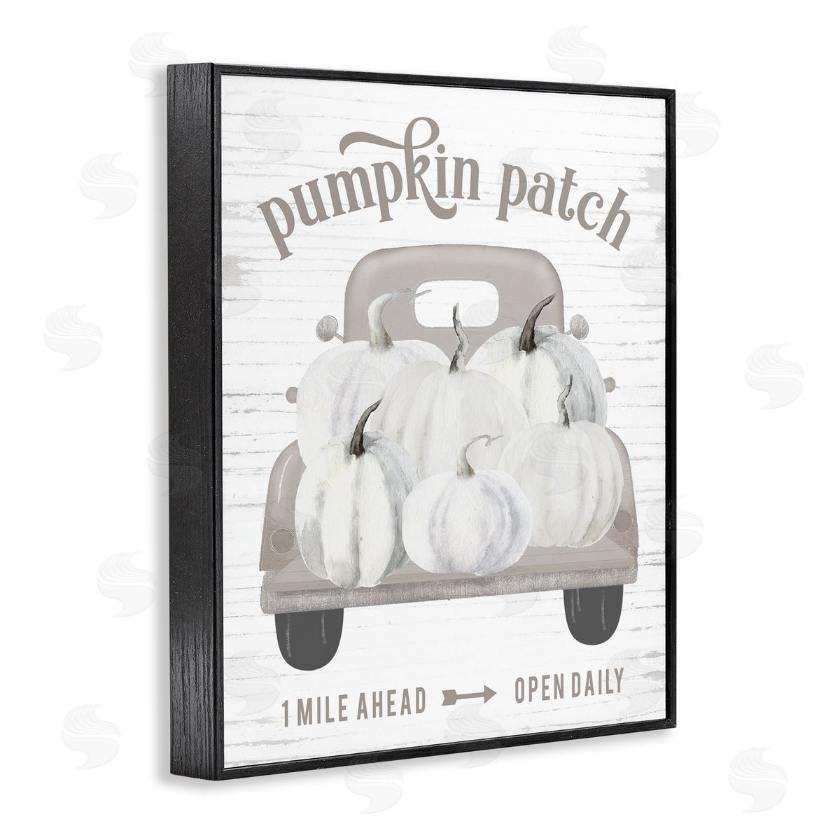 Lettered and Lined Rustic Pumpkin Patch Seasonal Fall Harvest Sign Black Framed Giclee Wall Art Print