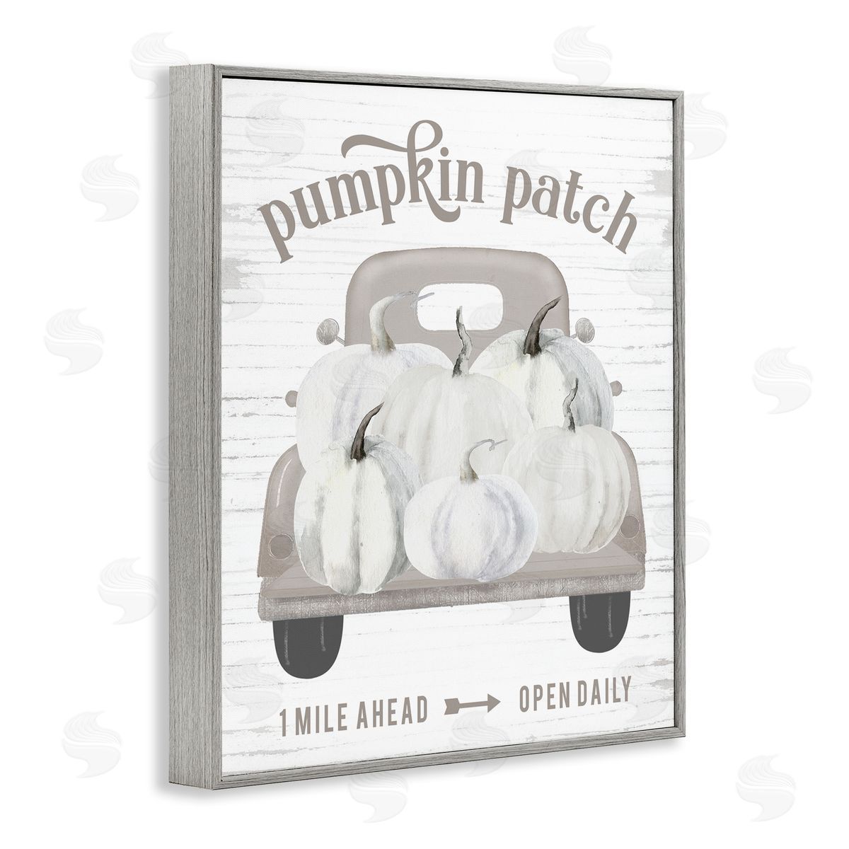 Lettered and Lined Rustic Pumpkin Patch Seasonal Fall Harvest Sign Gray Framed Giclee Wall Art Print