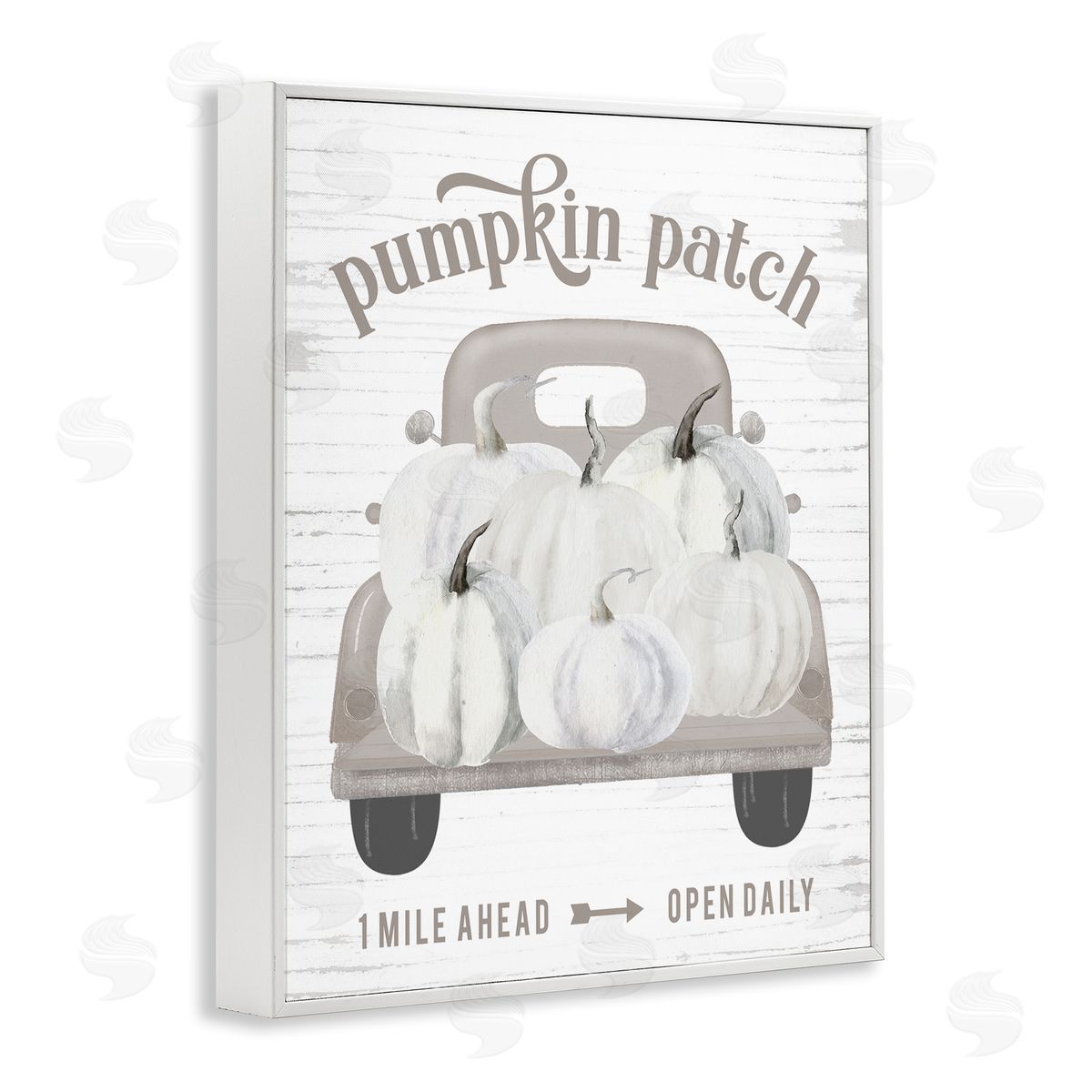 Lettered and Lined Rustic Pumpkin Patch Seasonal Fall Harvest Sign White Framed Giclee Wall Art Print