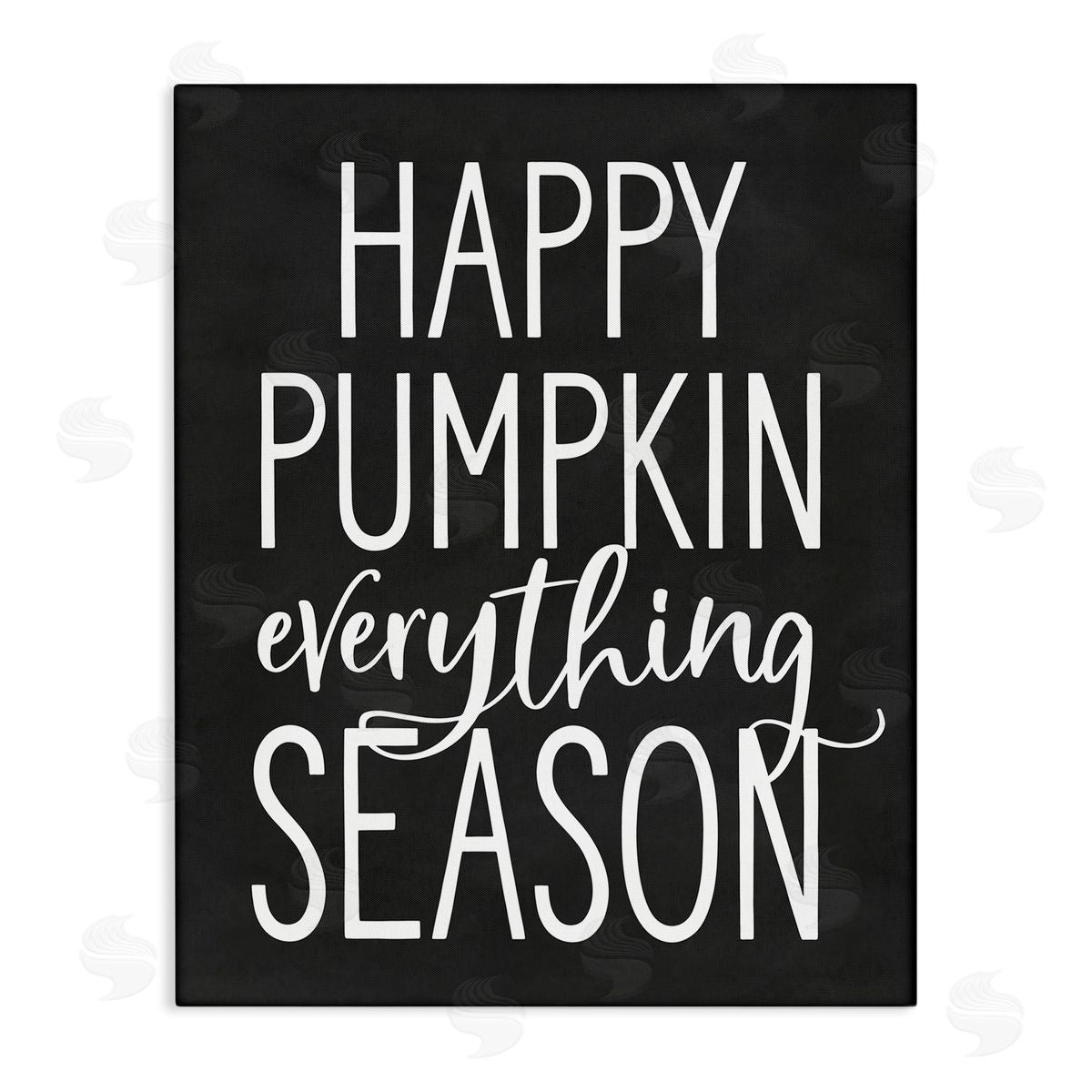 Lettered and Lined Pumpkin Everything Season Bold Black Autumn Sign  Stretched Canvas Wall Art Print