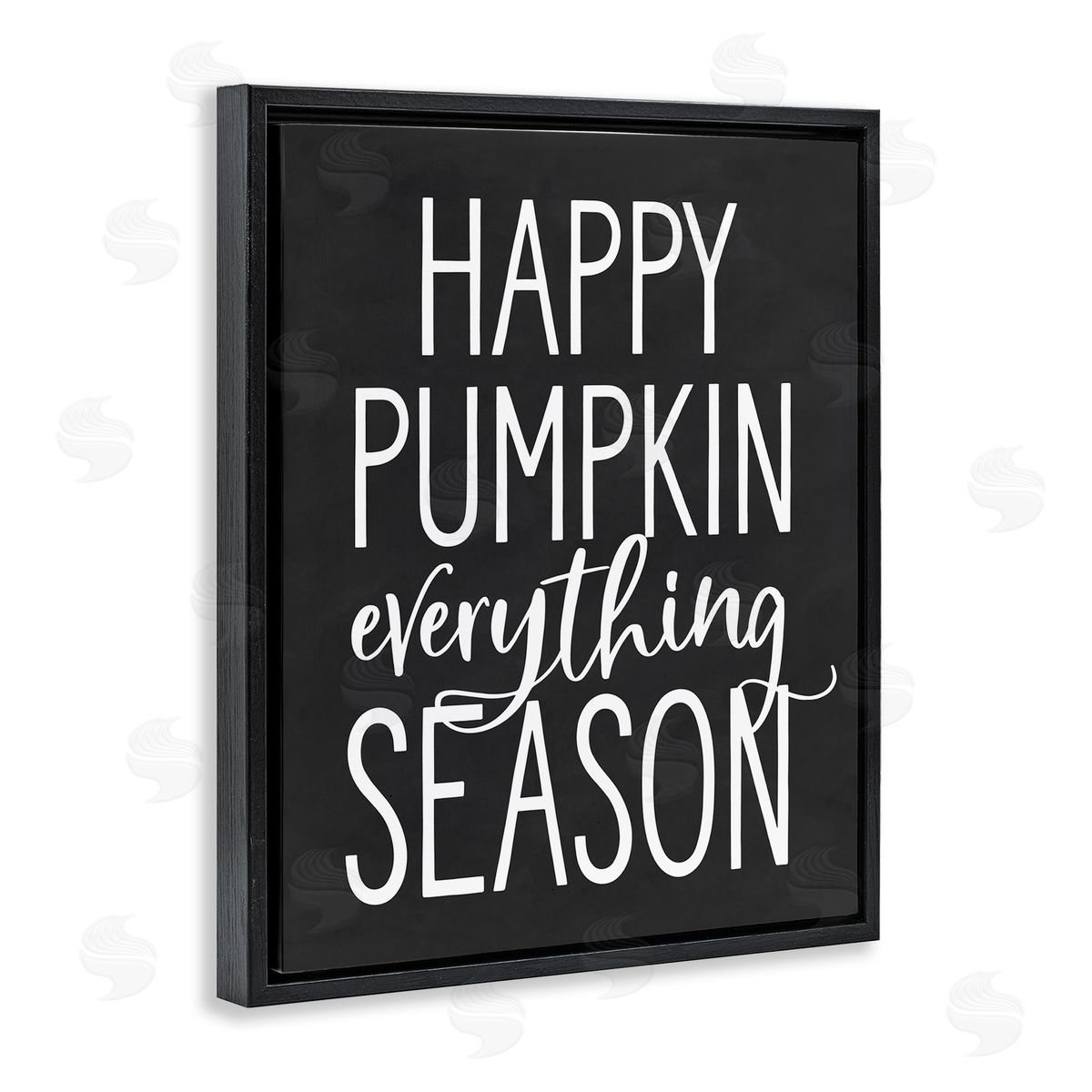 Lettered and Lined Pumpkin Everything Season Bold Black Autumn Sign  Black Floating Frame Canvas Wall Art Print
