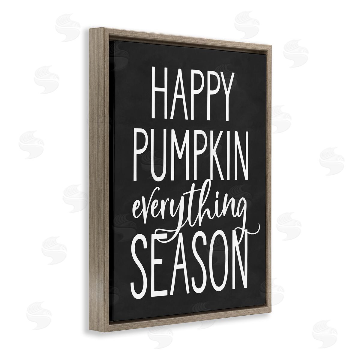 Lettered and Lined Pumpkin Everything Season Bold Black Autumn Sign  Brown Floating Frame Canvas Wall Art Print