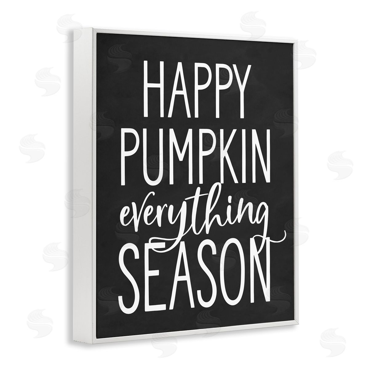 Lettered and Lined Pumpkin Everything Season Bold Black Autumn Sign  White Framed Giclee Wall Art Print