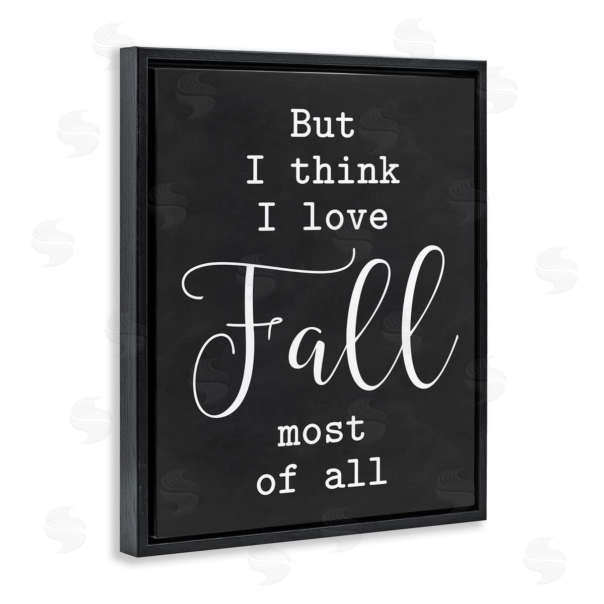 Lettered and Lined Love Fall Most Of All Seasonal Autumn Phrase  Black Floating Frame Canvas Wall Art Print