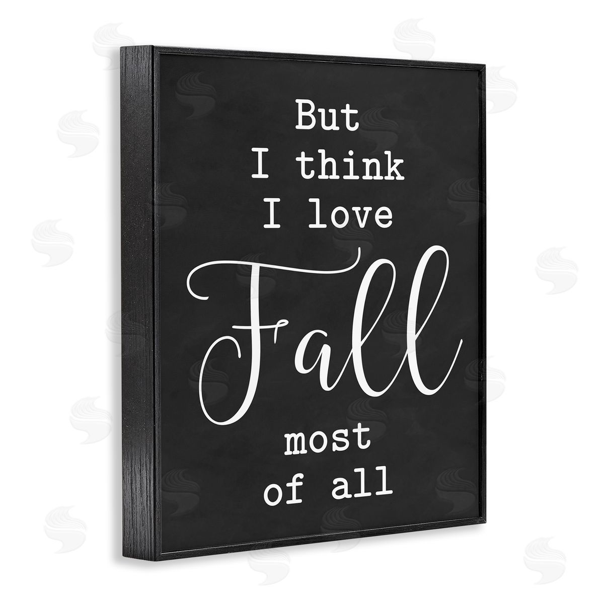Lettered and Lined Love Fall Most Of All Seasonal Autumn Phrase  Black Framed Giclee Wall Art Print