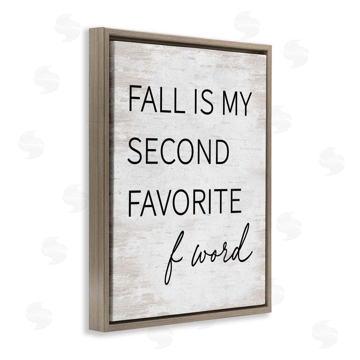 Lettered and Lined Humorous Fall Phrase Witty Typography Rustic Pattern Brown Floating Frame Canvas Wall Art Print