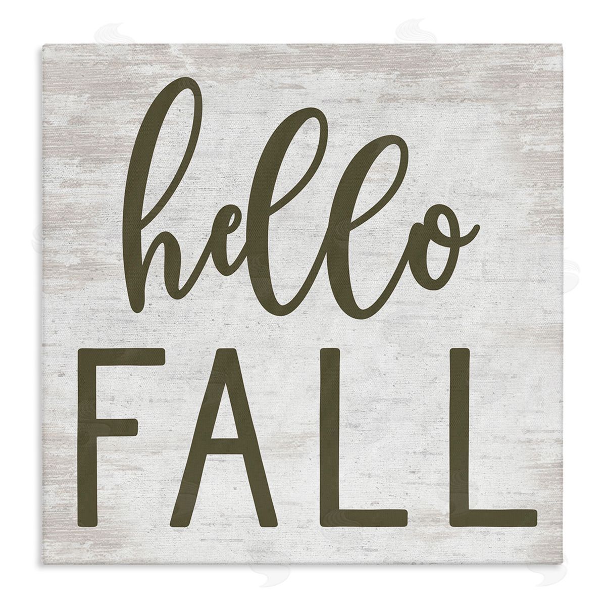 Lettered and Lined Rustic Hello Fall Typography Seasonal Phrase Sentiment  Stretched Canvas Wall Art Print