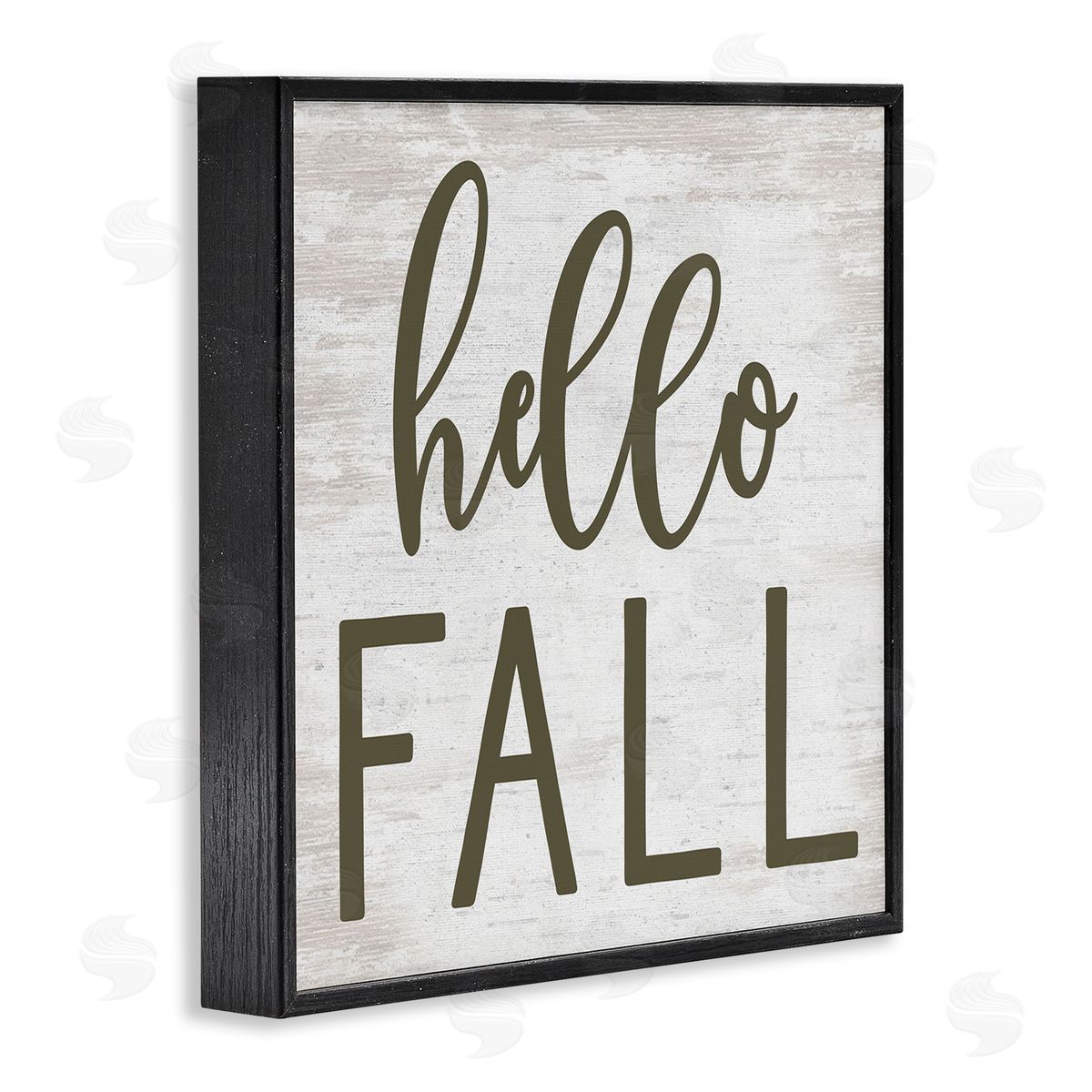 Lettered and Lined Rustic Hello Fall Typography Seasonal Phrase Sentiment  Black Framed Glicee Wall Art Print