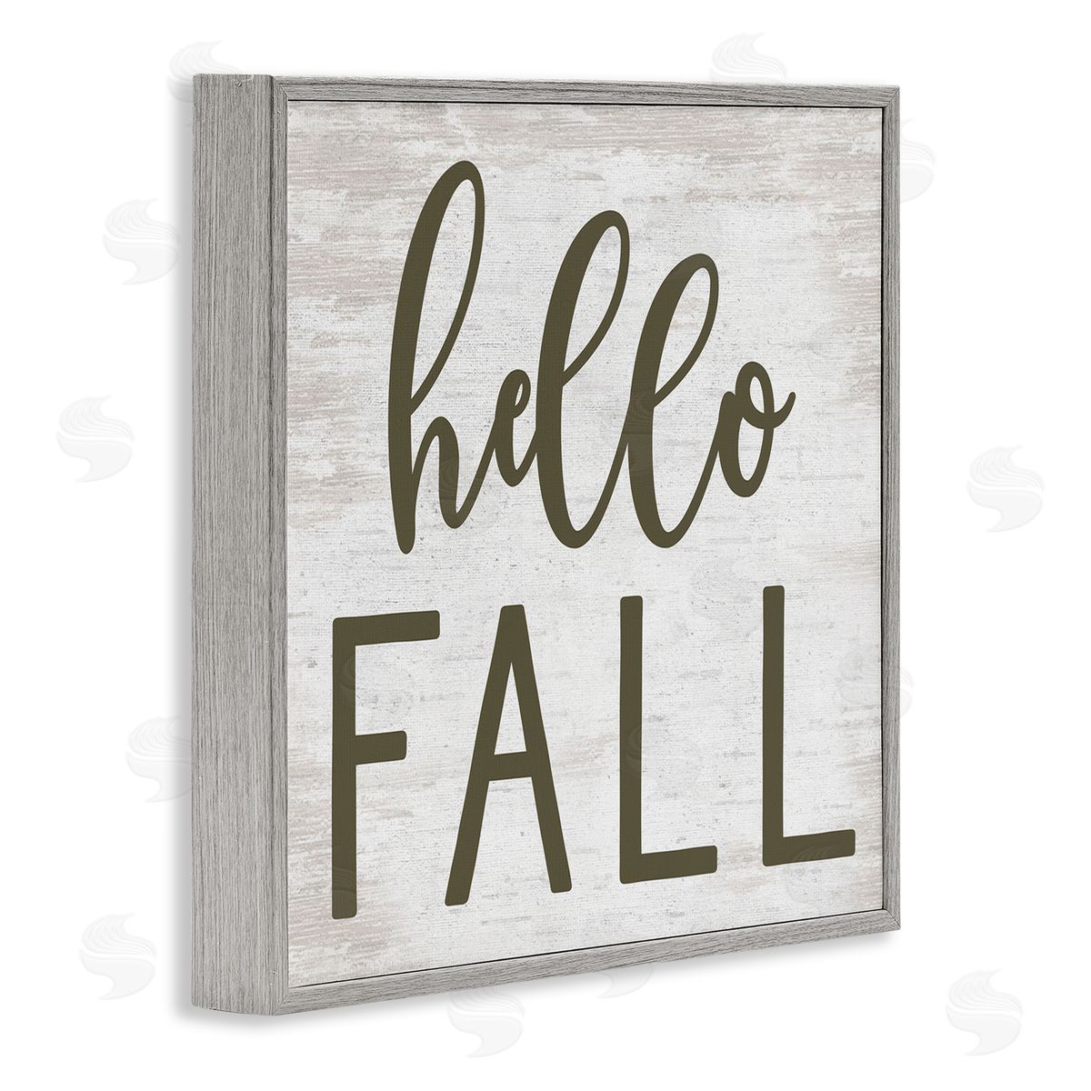 Lettered and Lined Rustic Hello Fall Typography Seasonal Phrase Sentiment  Gray Framed Glicee Wall Art Print