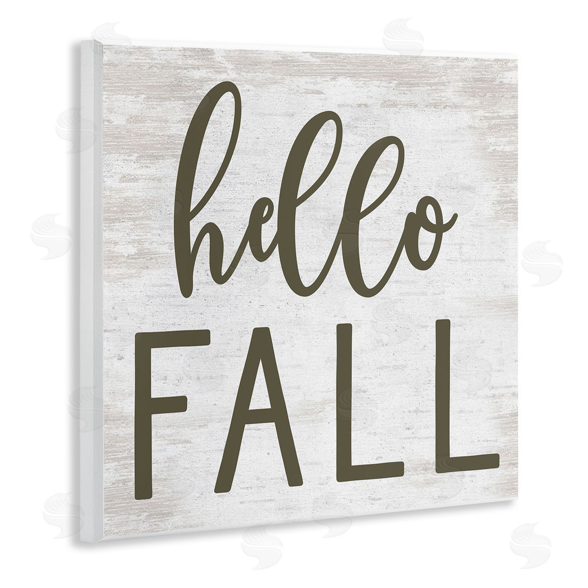 Lettered and Lined Rustic Hello Fall Typography Seasonal Phrase Sentiment  Wooden Wall Plaque Art Print