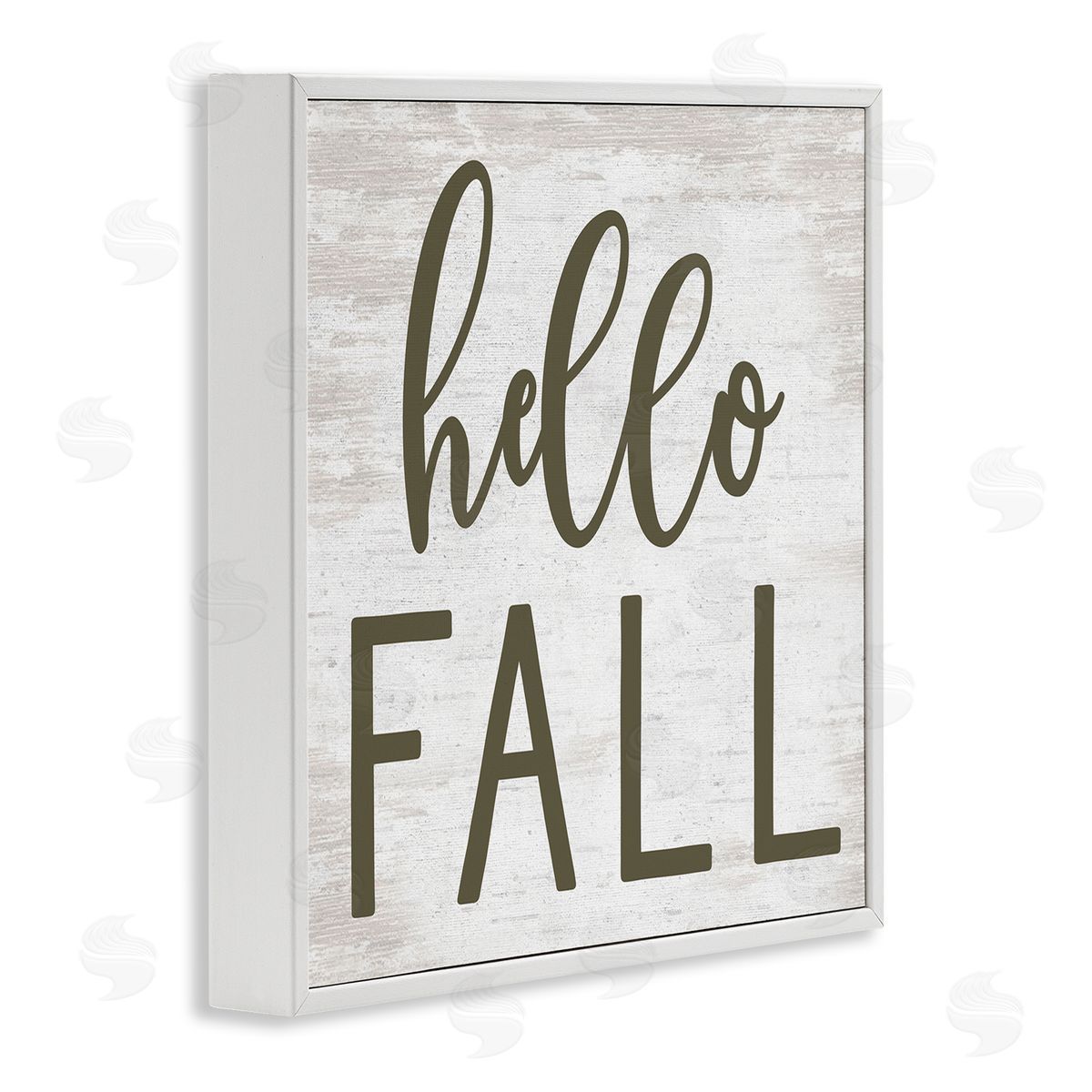 Lettered and Lined Rustic Hello Fall Typography Seasonal Phrase Sentiment  White Framed Glicee Wall Art Print