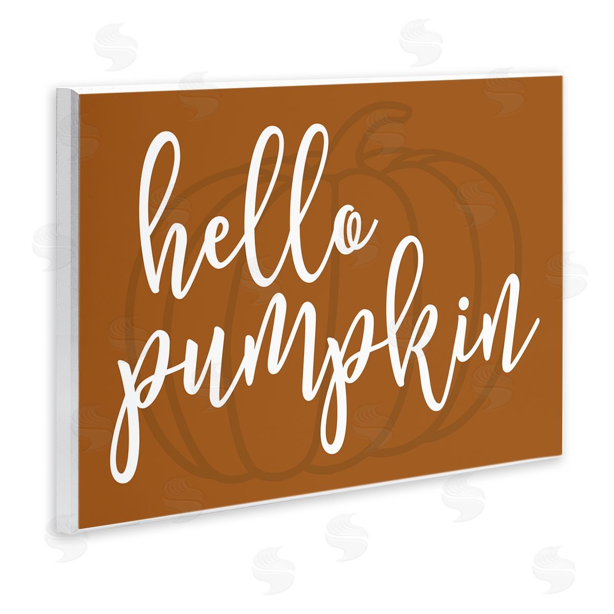 Lettered and Lined Hello Pumpkin Romantic Autumn Script Phrase  Wall Plaque Art Print