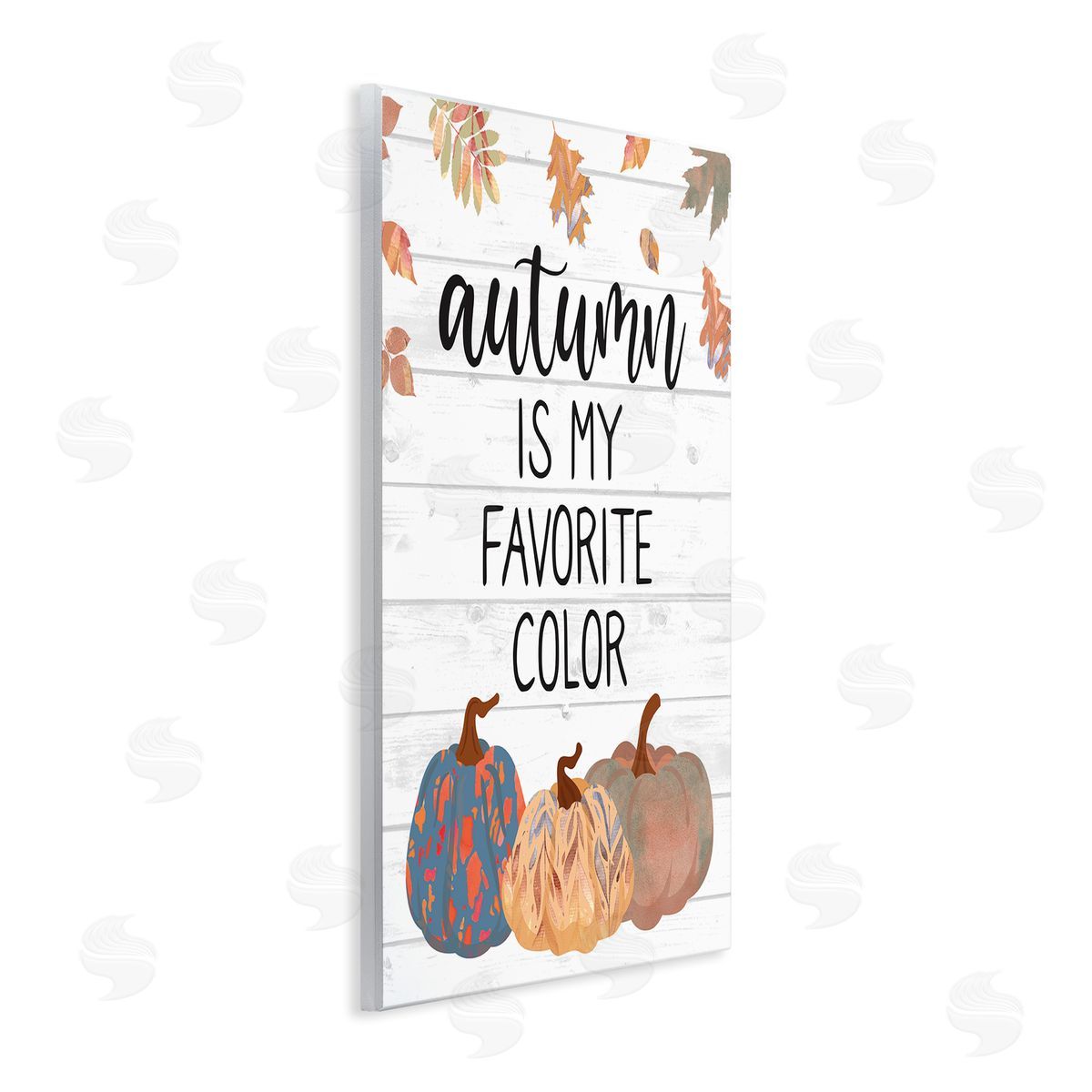 Linda Birtel Autumn Favorite Color Varied Weathered Pumpkins Leaves Wall Plaque Art Print
