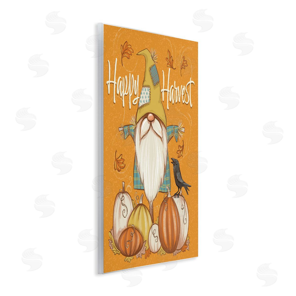 Figgy Puddings Happy Harvest Scarecrow Gnome Seasonal Pumpkins Crow Wall Plaque Art Print
