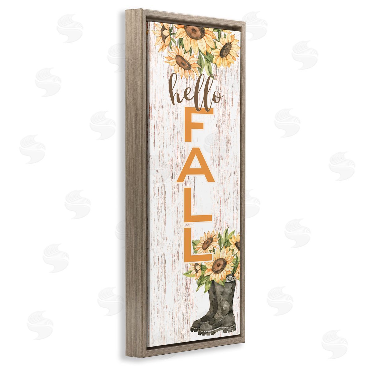 Susan Ball Hello Fall Vertical Typography Autumn Sunflower Blooms