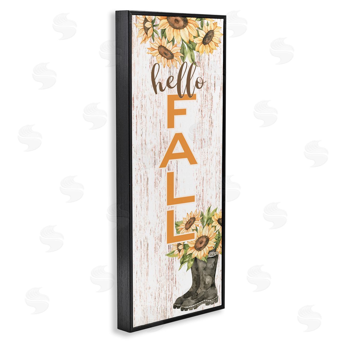 Susan Ball Hello Fall Vertical Typography Autumn Sunflower Blooms