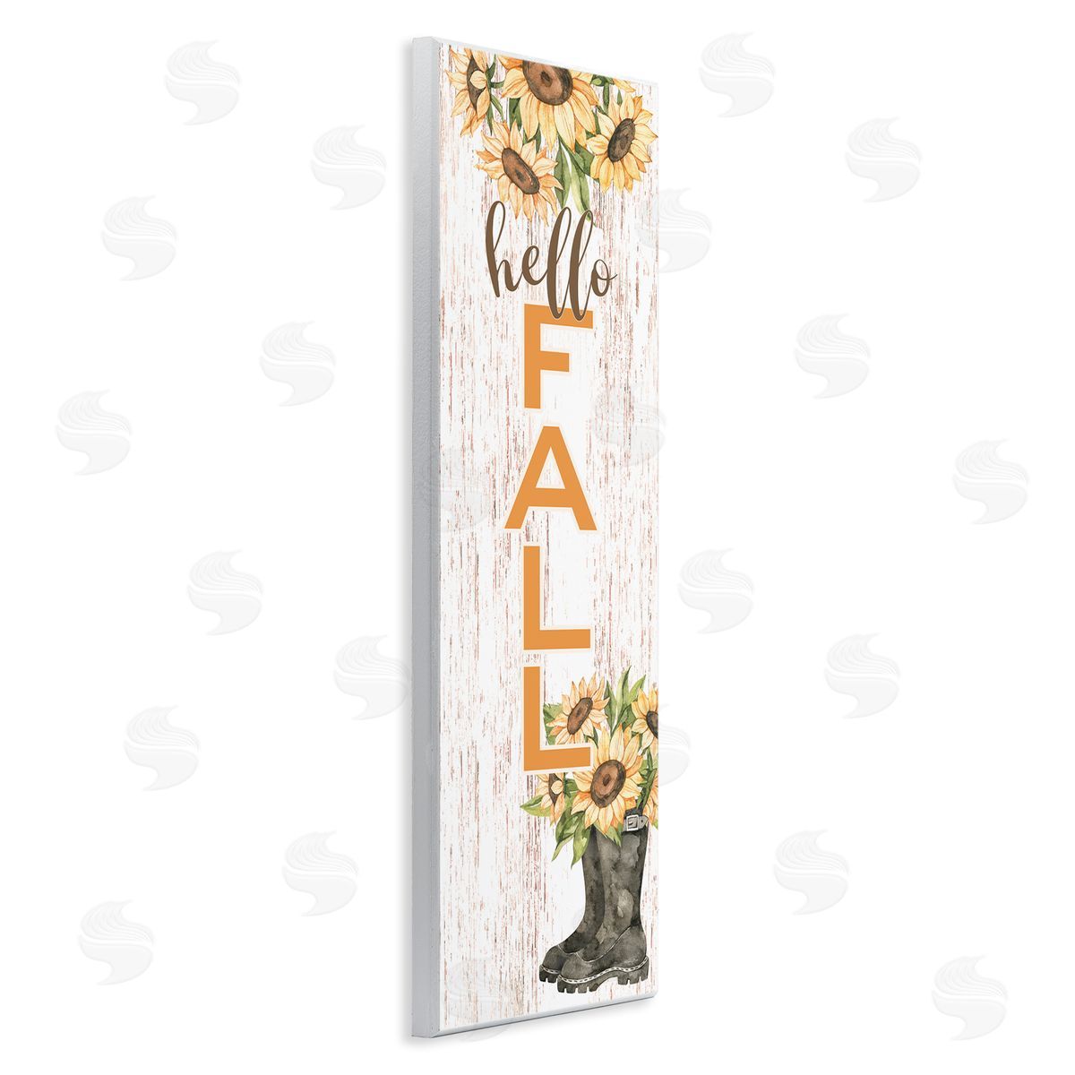 Susan Ball Hello Fall Vertical Typography Autumn Sunflower Blooms