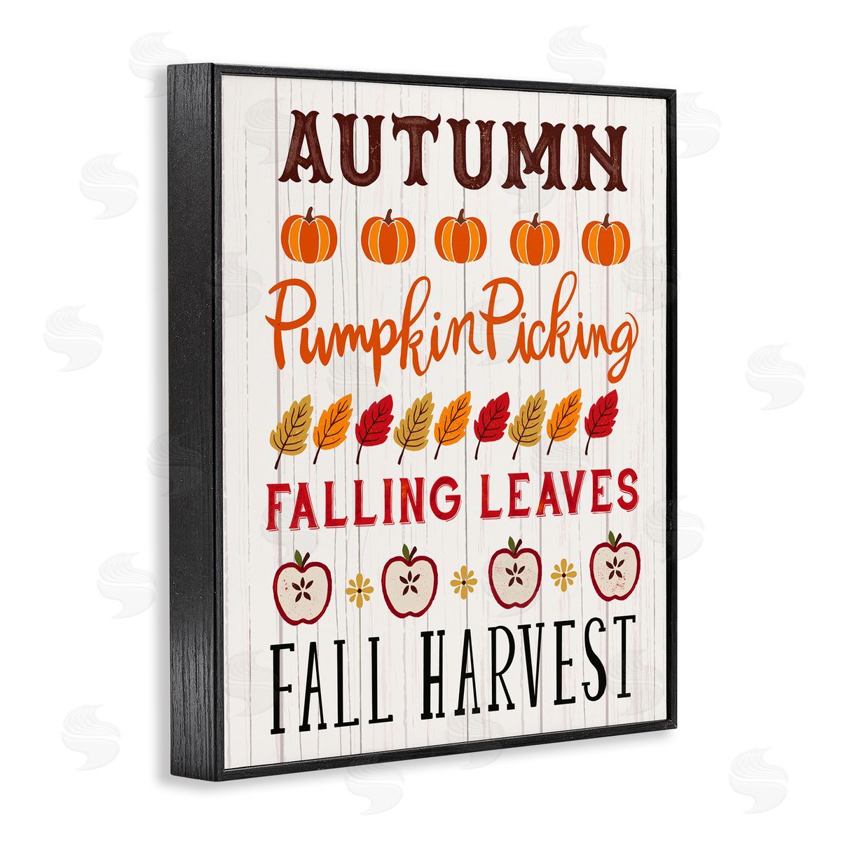 Sharon Lee Autumn Activities List Rustic Pumpkins Apples Leaves  Black Framed Giclee Wall Art Print