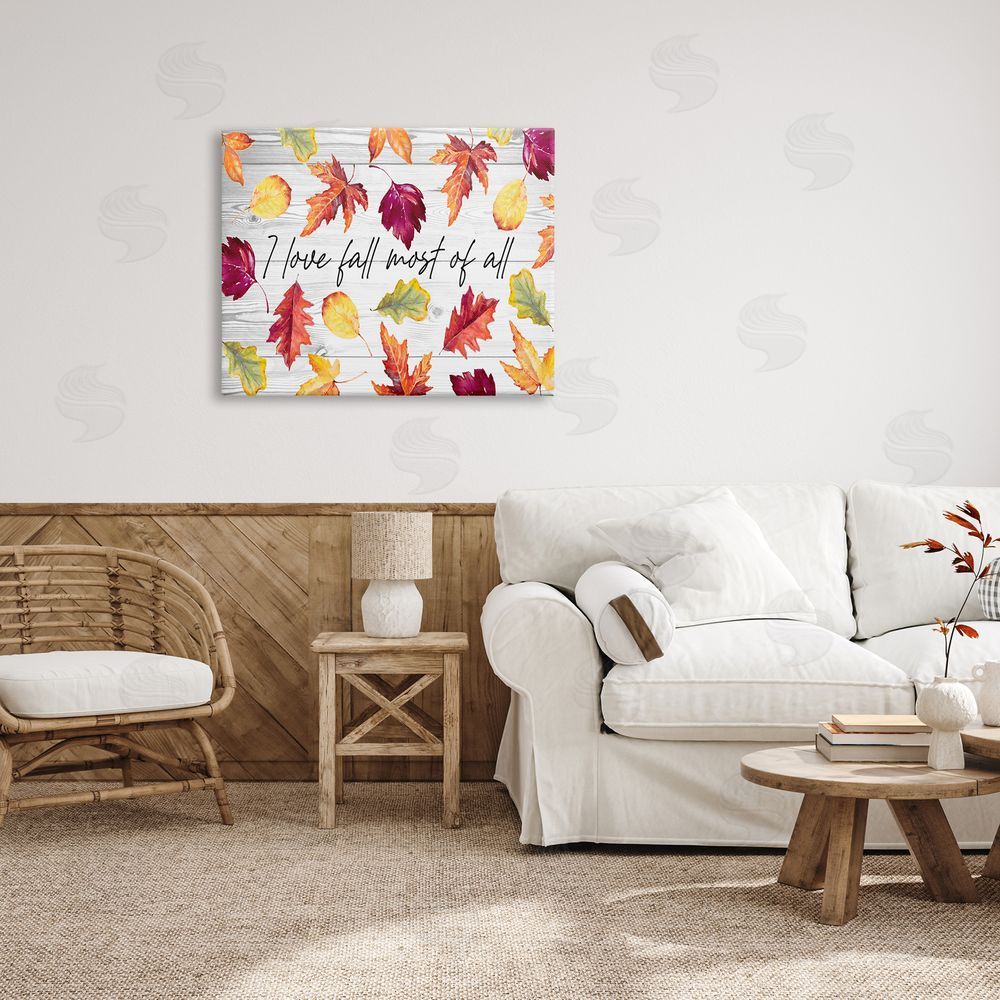 Lanie Loreth Love Fall Most Of All Autumn Leaves Scattered  Canvas Wall Art Print in Room