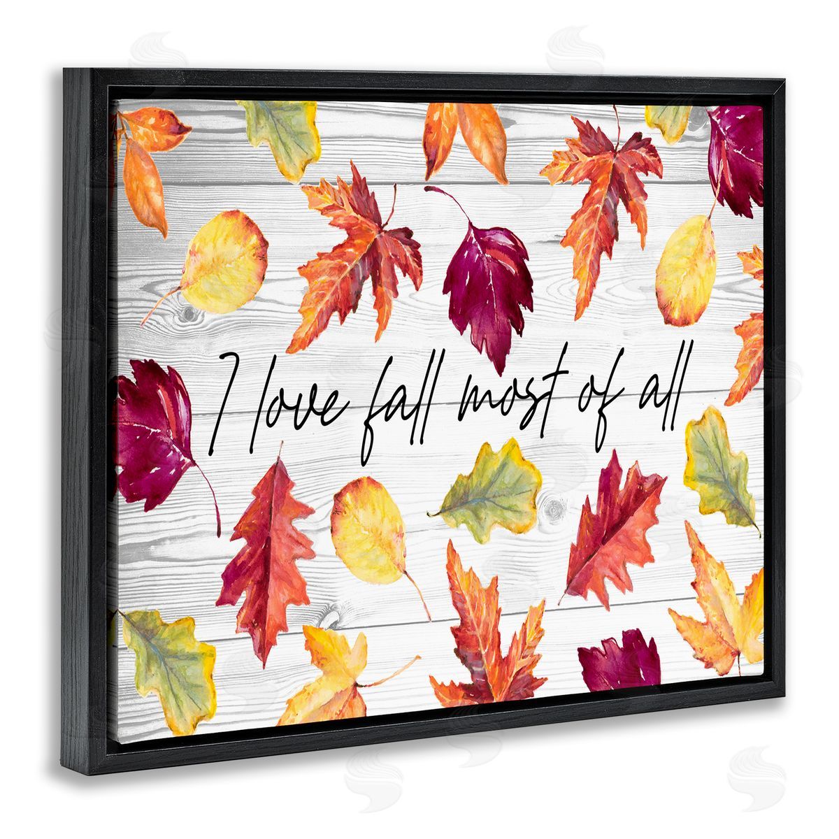 Lanie Loreth Love Fall Most Of All Autumn Leaves Scattered  Black Floating Frame Canvas Wall Art Print
