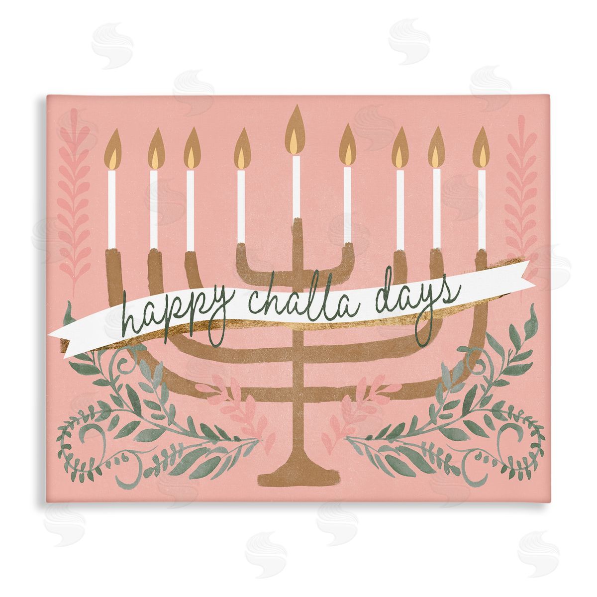 Jennifer Paxton Parker Happy Challa Days Charming Menorah Festive Botanicals Stretched Canvas Wall Art Print