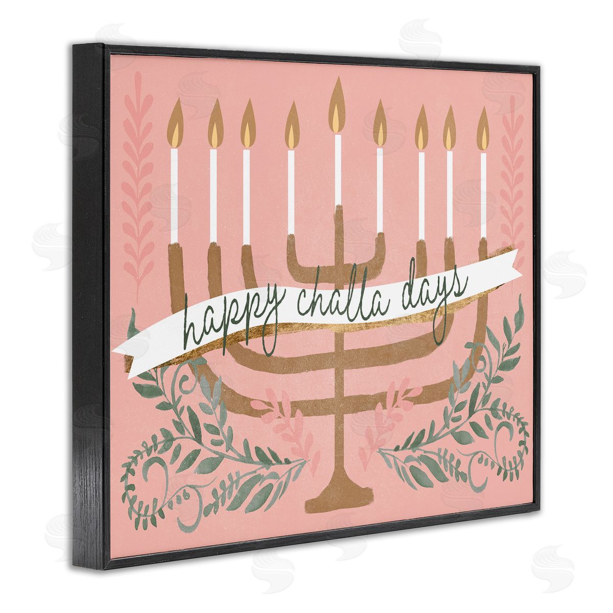 Jennifer Paxton Parker Happy Challa Days Charming Menorah Festive Botanicals Black Framed Giclee Wall Art Print