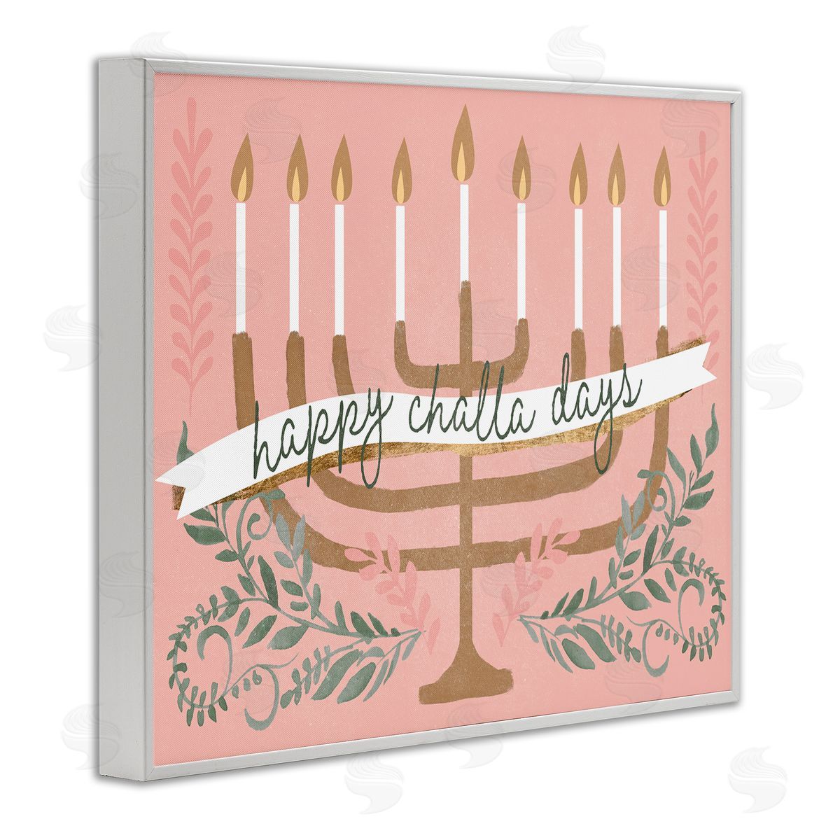 Jennifer Paxton Parker Happy Challa Days Charming Menorah Festive Botanicals White Framed Giclee Wall Art Print