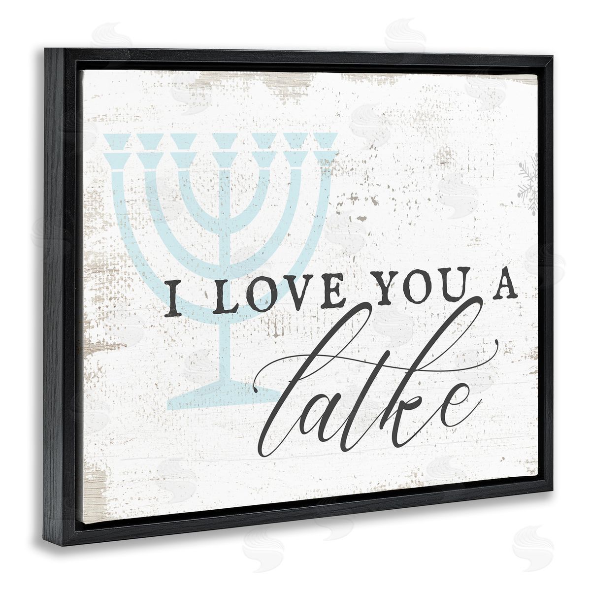Stupell Studio Love You A Latke Clever Rustic Hanukkah Typography  Black Floating Frame Canvas Wall Art Print