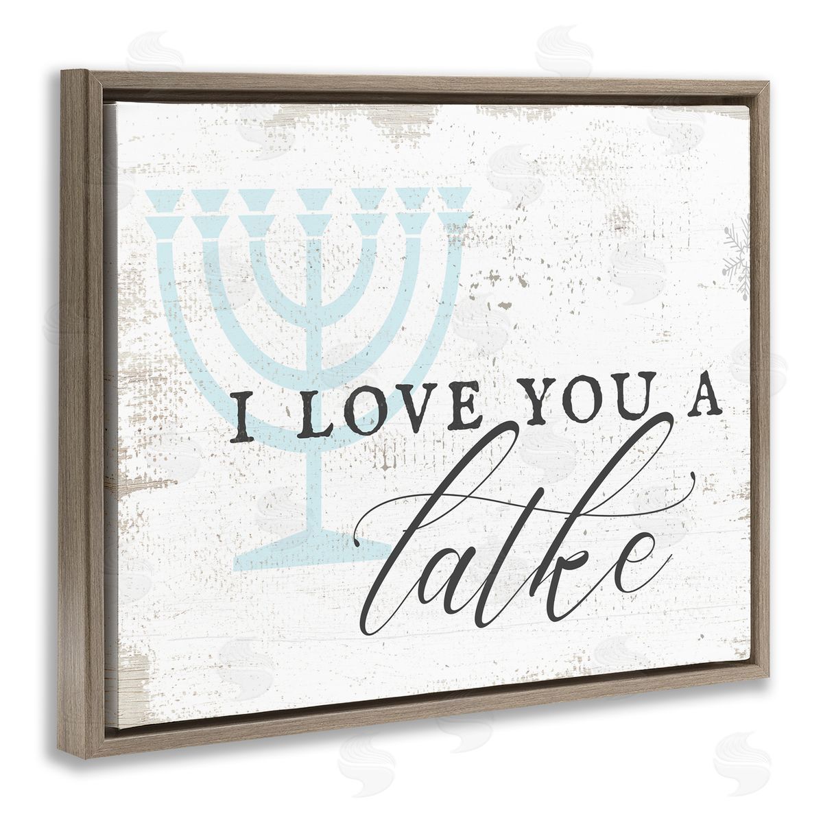 Stupell Studio Love You A Latke Clever Rustic Hanukkah Typography  Brown Floating Frame Canvas Wall Art Print
